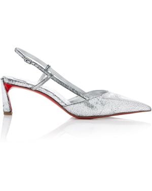 Christian Louboutin Condoroline 55Mm Patent Leather Slingback Court Shoes - White