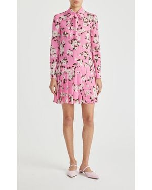 Emilia Wickstead Gunnell Floral-print Bowtie Mini Dress - Red