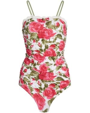 Chloé Printed Ruched One-piece Swimsuit - Red