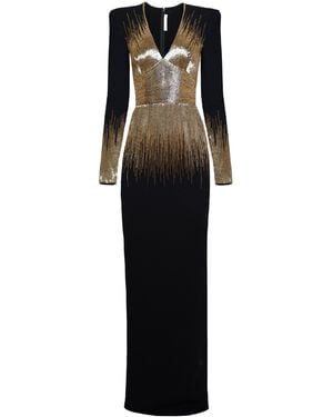 Naeem Khan Embellished Crepe Column Gown - Black