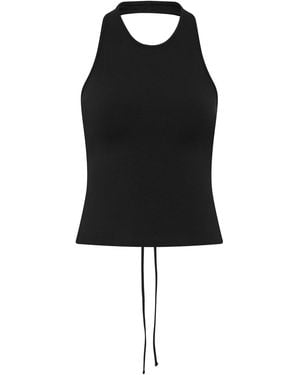 St. Agni Organic-Cotton Halter Wrap Top - Black