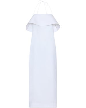 OSSOU Quinn Foldover Cotton Midi Dress - White