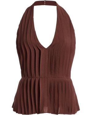 Posse Exclusive La Isla Jane Pleated Crepe Halter Top - Red