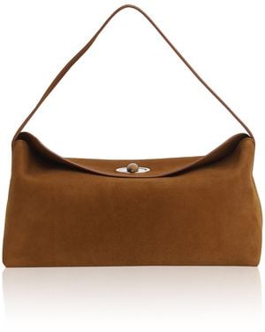 Christopher Esber Doba Quartz Turnlock Suede Shoulder Bag - Brown