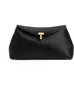 TOTEME T-Lock Pony Hair Clutch - Black