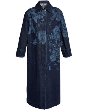 Erdem Embroidered Denim Coat - Blue