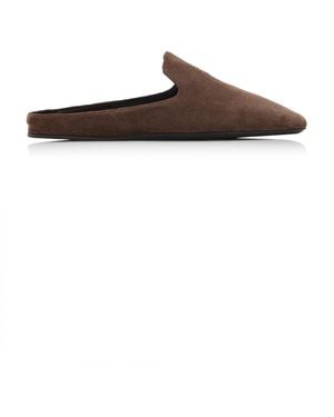 Max Mara Leather Square-Toe Mules - Brown