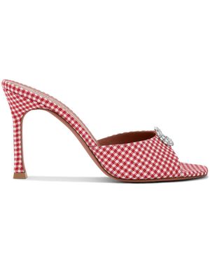 AMINA MUADDI Mini Camelia Crystal Gingham Sandals - Pink