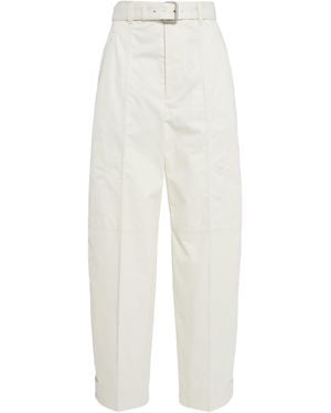 Bottega Veneta Belted Cotton Barrel Trousers - White