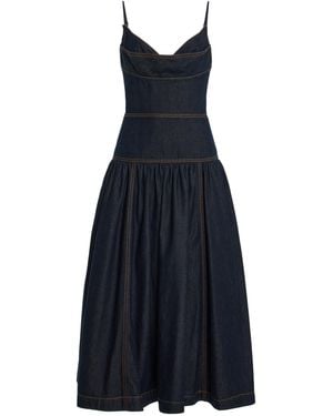 Zimmermann Drop Waist Denim Midi Dress - Blue