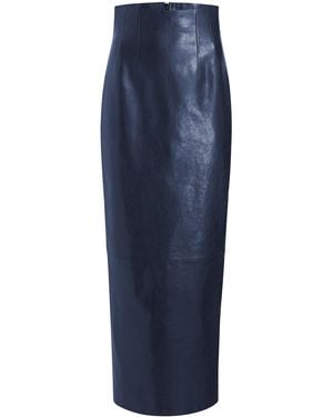 KHAITE Loxley Leather Maxi Skirt - Blue