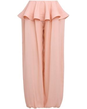 Alaïa Georgette Tapered Peplum Pants - Pink