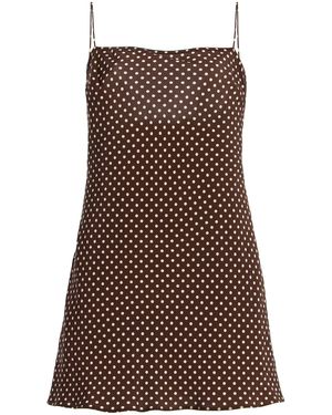 Matteau Square Silk Slip Mini Dress - Brown