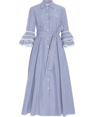 Carolina Herrera Embroidered Cotton Midi Shirt Dress - Blue