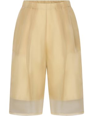 OSSOU Rumi Layered Silk-Cotton Shorts - Natural
