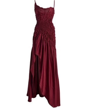 Georgia Hardinge Eclipse Metallic Chiffon Maxi Dress - Red