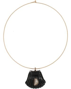 Dezso by Sara Beltran Carved Capri Shell And Diamond Necklace - White