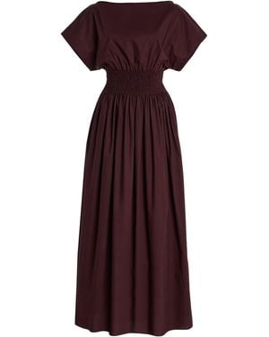 Matteau Shirred-Waist Cotton Midi Dress - Purple