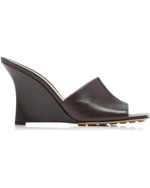 Bottega Veneta Stretch Wedge Lounge Leather Mules - Brown