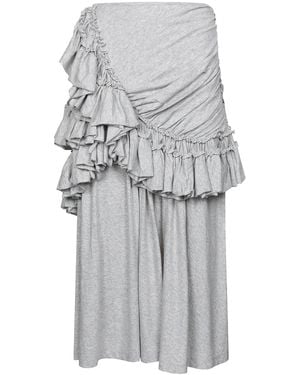 Dries Van Noten Humairah Ruffled Cotton-Jersey Midi Skirt - Grey
