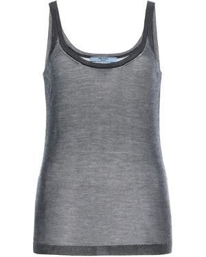 Prada Cashmere-Silk Tank Top - Gray