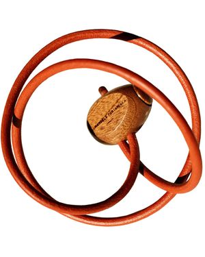Emanuele Pantanella Design Mahogany And Leather Uovo Belt - Orange