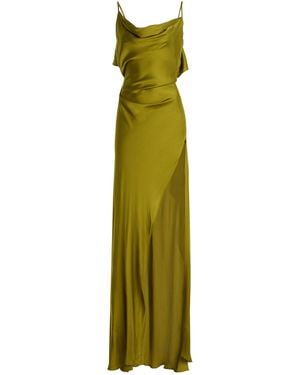 Arcina Ori Odessa Open-Back Satin Maxi Dress - Green