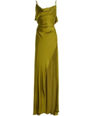 Arcina Ori Odessa Open-Back Satin Maxi Dress - Green
