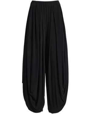Michael Kors Draped Georgette Jersey Wide-Leg Trousers - Black