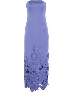 LEO LIN Rayna Floral-Appliquéd Cutout Crepe Maxi Dress - Purple