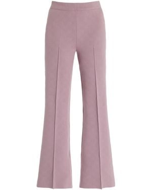 High Sport Kick Stretch-cotton Knit Cropped Flared Trousers - Purple