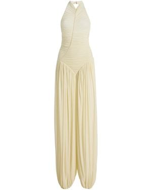 Maygel Coronel Solenne Ruched Jersey Jumpsuit - White