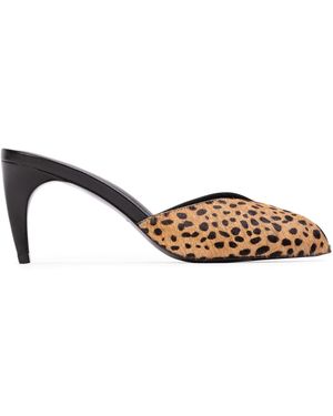 Black Suede Studio Noa Cheetah Pony Hair Mules - Multicolour