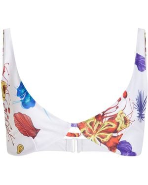 House of Aama Exclusive Joan Printed Bikini Top - White