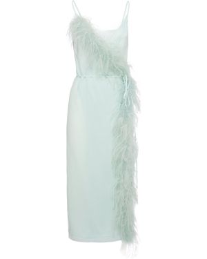 DES_PHEMMES Feathered Crepe Midi Dress - White