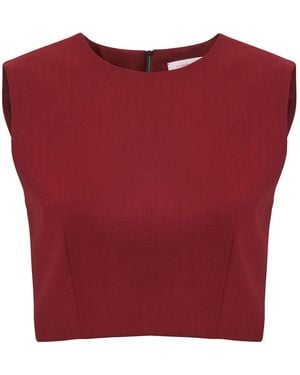 Carolina Herrera Cropped Bi-Stretch Wool Tailored Top