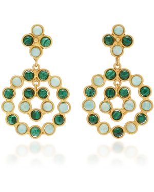 Sylvia Toledano Flower Candies 22k Gold-plated Malachite And Amazonite Earrings - Green
