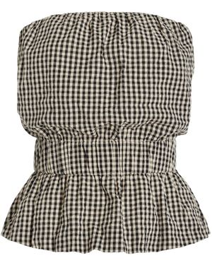 Posse Aurelia Strapless Gingham Cotton Top - Black