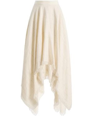 Kallmeyer Felicity Fringed Check-Weave Maxi Skirt - White