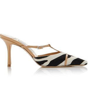 Jimmy Choo X Conner Ives Gloria Zebra-Print Pony Hair Mules - Multicolour