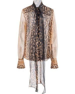 LAQUAN SMITH Tie-Detail Silk-Blend Top - Multicolour