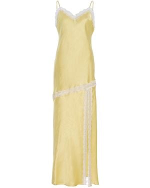 Third Form Exclusive Lace-Detailed Satin Midi Slip Dress - Yellow