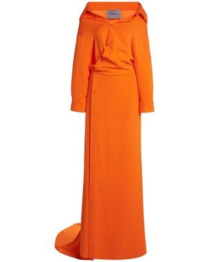 Balenciaga Shirt-Detailed Silk Gown - Orange
