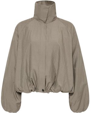 St. Agni Balloon Stand Collar Linen Jacket - Brown