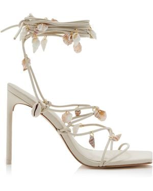 Cult Gaia Lazar Seashell Leather Sandals - White