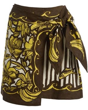 ALÉMAIS Mona Printed Hemp Mini Sarong Skirt - Yellow