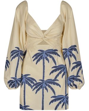 Johanna Ortiz The Power Of The Sea Printed Cotton-Blend Mini Dress - Blue