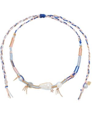 Joie Summer Sky Angel Silk Pearl Rocker Necklace - Blue