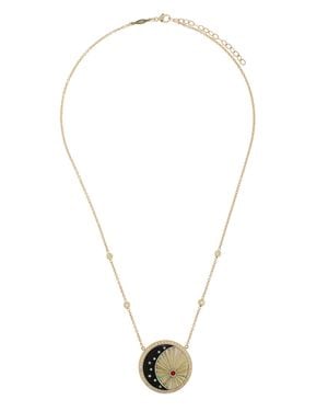 Jacquie Aiche Sun Moon And Star 14k Yellow Gold Diamond, Opal, Onyx Necklace - Black