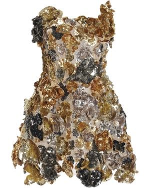 Oscar de la Renta Strapless Floral Sequin Embr Cocktail Dress - Multicolour